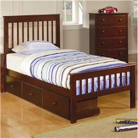 Twin Slat Bed with Underbed Storage Drawer Unit